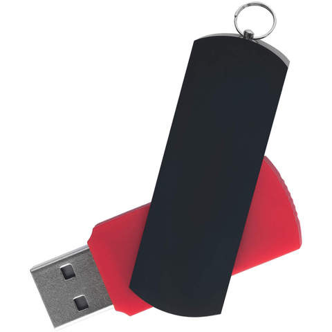 Флешка 64 ГБ красная с черным, металл и пластик soft-touch «ЕЛЕГАНКЕ-КОЛОР»