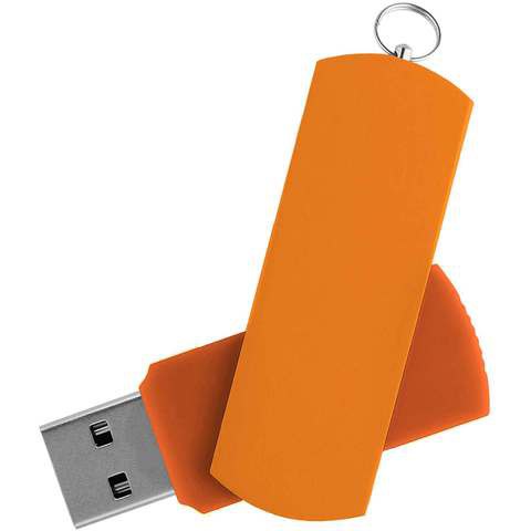 Флешка 8 ГБ оранжевая с оранжевым, металл и пластик soft-touch «ЕЛЕГАНКЕ-КОЛОР»