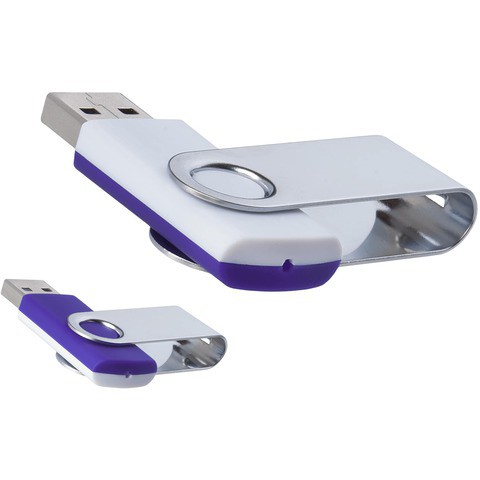 Бело-фиолетовая флешка 64 гб, металл и пластик soft-touch «ТВИСТ-МИКС»