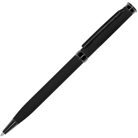 Черная полностью ручка, металл и soft-touch «МЕТЕОР-СОФТ»