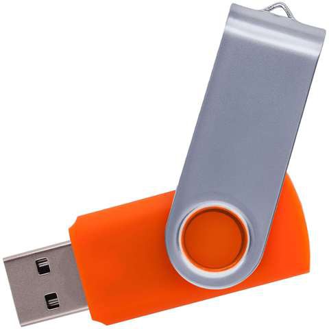 Флешка 16 ГБ оранжевая, металл и пластик soft-touch «ТВИСТ»